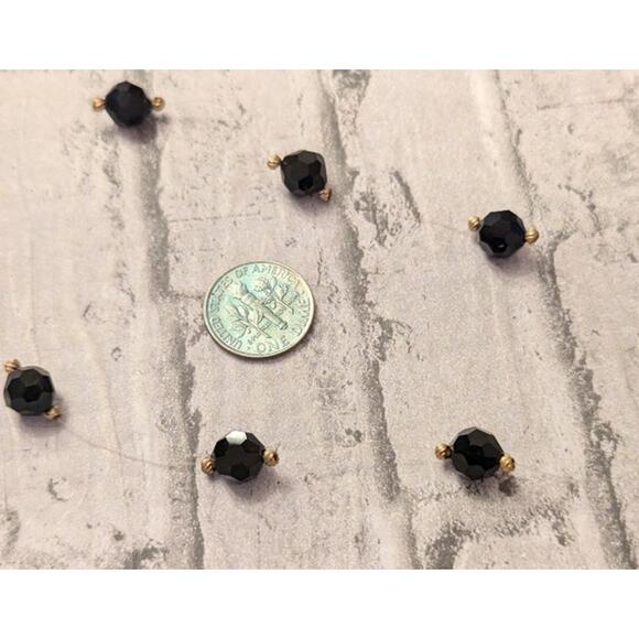 Czech Black Glass Beads Necklace with Invisible String - Picture 4 of 6